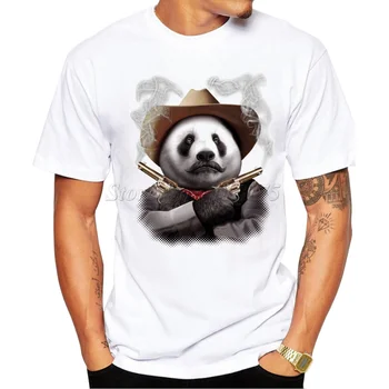 2019 Nou-veniți Rece Panda Cross Arma Design Bărbați Tricou Baiat Cool Topuri Hipster Imprimate T-shirt de Vara