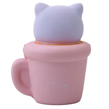 Roz Moale Cat Cupa Moale Lent în Creștere de Simulare Ceașcă de Hârtie Pisica Copii Lacune Stoarce Jucărie Drăguț de Animale pentru copii Jucării de acasă de vânzare directă