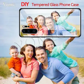 Yomic DIY Design Personalizat Sticla Cazuri de Telefon Pentru Huawei P30 P40 Lite E Onoarea 20 Pro 8X Pentru iPhone 12 11 7 Fotografii de Acoperire