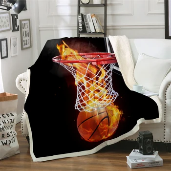 Foc de Baschet Fleece Pătură de Imprimare 3D Sport de Pluș Arunca Pături pentru Copil Adult Subțire Quilt