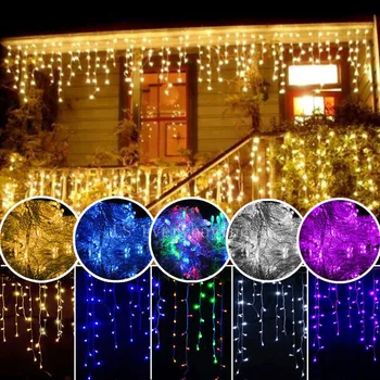 Lumini de crăciun cascada decor în aer liber 5M ofili de 0,4-0,6 m led-uri cortina sloi de gheață șir de lumini de gradina streașină lumini decorative