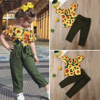 2020 Pudcoco Copii Baby Girl Moda Haine De Floarea-Soarelui Topuri Pantaloni Lungi Jambiere Tinutele Set