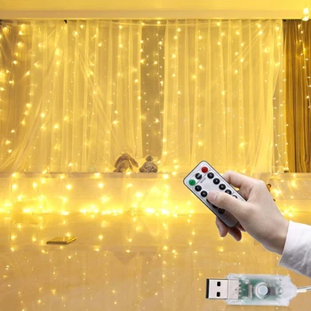 Telecomanda LED Lumini Șir Cortina USB Baterie Lumini de Basm Ghirlanda Led-uri Nunta, Petrecere de Craciun Pentru Fereastra Home Decor în aer liber