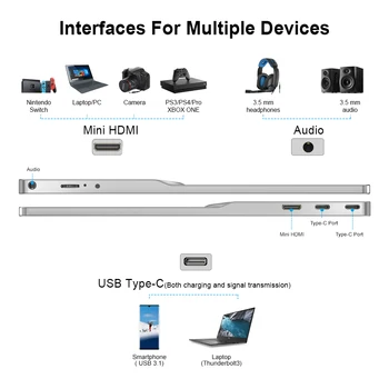 UPERFECT 4k Monitor Portabil De 15.6 Inch USB C Ecran de Monitor de Gaming 3840 x 2160 UHD Externe Display LCD pentru Laptop PC PS4 Xbox