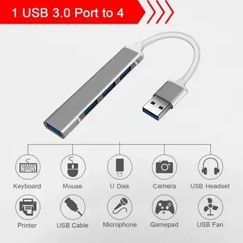 Ultra-Mare viteză de Transmisie de Date din Aliaj de Aluminiu HUB USB 3.0 4-port Multiplexor Adaptor OTG Calculator Notebook Accesorii Fierbinte!
