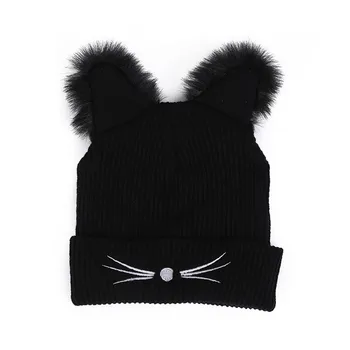 Toamna Iarna Femei Pisica Minunat De Imprimare De Păr De Iarnă Chelioși Pălărie Cald Căciuli, Pălării Femei Iepure Adult Pom De Schi Beanie Hat #918
