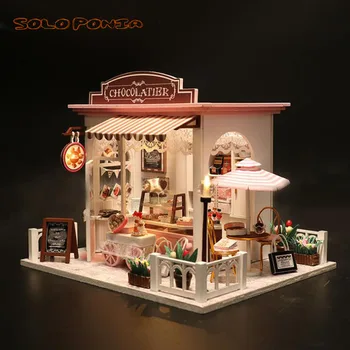 DIY Casa de Lemn Miniaturas cu Mobilier DIY Casa in Miniatura Păpuși Jucarii pentru Copii de Crăciun și Cadouri