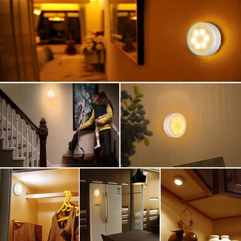 Mișcare Senzor de Lumină fără Fir, Alimentat de la Baterie LED Lumina de Noapte Lipi oriunde Dulap Scara Lumini pentru Hol, Dormitor, Bucatarie Lampa