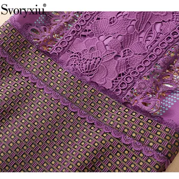 Svoryxiu Designer de Toamna Iarna Vintage Jacquard Dress de Moda pentru Femei cu Maneci Lungi florale Dantela Broderie Rochie Scurtă