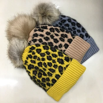 De lux de brand nou designer de animale tricotate pentru femei de moda de toamna si iarna chelioși căciuli cu pom pom pălărie de lână în interiorul LL190516