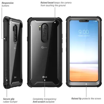 I-BLASON Pentru LG G7 Caz 6.1 inch Ares Full-Corp transparent Robust Bara de protecție cu Built-in Ecran Protector Pentru LG G7 ThinQ (2018)
