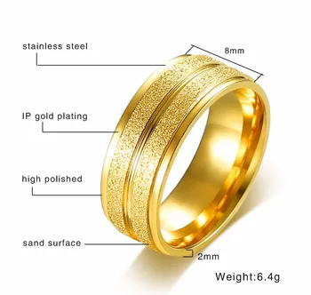 Bărbați Canelate Centrul Ring pentru Bărbați verigheta din Aur, Inele de Oțel Inoxidabil Anel Aneis