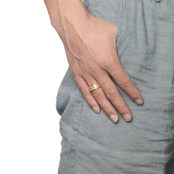 Bărbați Canelate Centrul Ring pentru Bărbați verigheta din Aur, Inele de Oțel Inoxidabil Anel Aneis