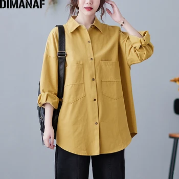 DIMANAF 2021 Femei, Plus Dimensiune Bluza Camasa Office Lady Topuri Tunica Uza de Bumbac cu Maneci Lungi Vrac Butonul Cardigan Primavara-Vara