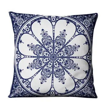 Albastru și Alb Portelan Decorativ Arunca Pernă Stil Chinezesc Mandala Lenjerie de pat din Bumbac Pernă Scaun de Decor Acasă