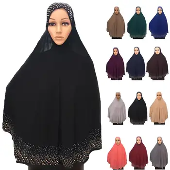 Deasupra O Bucată Hijab Khimar Văl Rugăciune Niqab Femeile Musulmane Fularul Islamic Complet Acoperă Orientul Mijlociu Șaluri Ramadan Moda