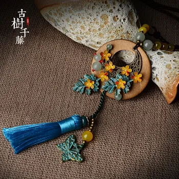 Etnice Pulover Pandantiv Colier Pentru Femei Fluture Tassel Colier Lanț Lung Maxi din Lemn de Suspendare Colier moda bijuterii