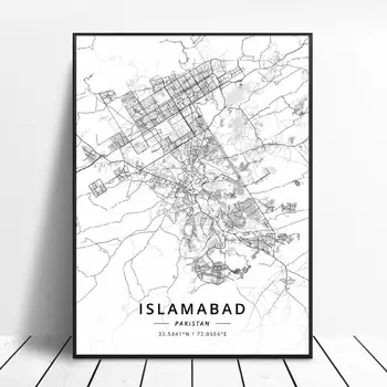 Islamabad, Lahore, Karachi, Pakistan Panza De Artă Harta Poster