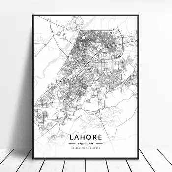 Islamabad, Lahore, Karachi, Pakistan Panza De Artă Harta Poster