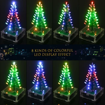 DIY pline de culoare Ușor de a Face Lumină LED-uri Acrilice Pom de Crăciun cu Muzică Electronică Kit de Învățare Modulul
