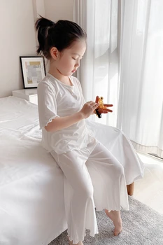 Copiii Modal Coaste Costum Fete Jumătate Maneca Pantaloni de Trening de Vara Noi copii pijamale