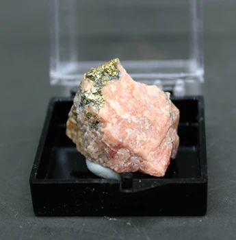 Natural natural rodocrozitul și pirită Simbioză minerale-specimen de pietre și cristale de cuarț de dimensiuni cutie 3.4 cm