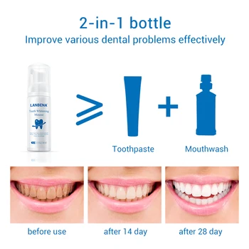 LANBENA Albirea Dintilor Spuma de Curățare Dinți, Pastă de dinți Dentare, Igiena Orală a Elimina Petele Placa Petele Luminoase de Dinti Portabil