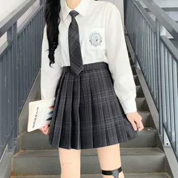 2020 Primavara Toamna Stil Preppy Liber Japoneze Uniforme Jk Tricouri Școală de Fete, cu Maneci Lungi Brodate, Camasi si Bluze