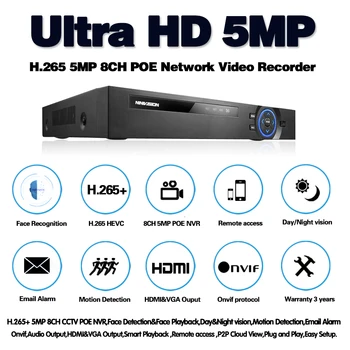H. 265 4CH 8CH 5MP Wireless POE NVR Recorder Pentru Camera de Securitate Sistem de Supraveghere Video CCTV Video Kit de Detectare a Feței Record