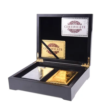 De Vânzare la cald Elegante, Practice, Artistice Aur și argint Placat cu Poker Carte de Joc Black Box Caz Pentru Cadou Cadou
