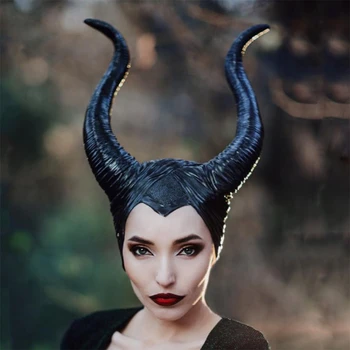Coarne De Taur Pălărie Cosplay Maleficent, Regina Caciula Femei Costume De Halloween Vrăjitoare Anime Frizură Petrecere Elemente De Recuzită