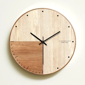Un stil European Modern, creativ lemn de cereale mut ceas de perete, living elegant, dormitor personalitate cuarț ceas de perete ceas