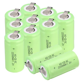 De înaltă calitate !10 buc Sub C SC baterie 1.2 V 2200 mAh Ni-Cd NiCd Acumulator 4.25 CM*2.2 CM Baterii -culoare verde
