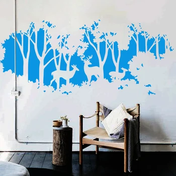 Art Design Nou home decor de Vinil cerbi în pădurea autocolant perete amovibil ieftine din PVC decor casa copaci și animale decalcomanii