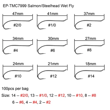 Eupheng Salmon Steelhead Umed Zbura de Pescuit Carlig Negru Nichel Up-întors Conice Buclă Ochi 120pcs EP-TMC7999