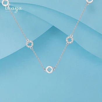 Thaya Design Original Stil Chinezesc de Culoare Argintie Gol Colier cu Pandantive de Cristal Roz Colier de 45CM Pentru Femei Bijuterii Fine Cadou