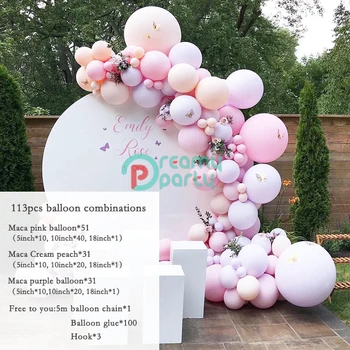 Balon Ghirlanda Arc Kit Pastel Baby Roz Baloane Latex Macaron Alb pentru Nunta de Ziua Copilului Duș Gen de Decor Petrecere