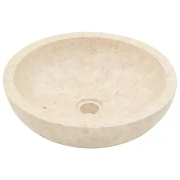 Chiuvetă din marmură 40x12 cm Crema Bazinul Chiuveta Rotunda pentru Blat de Baie Chiuvete, chiuveta pentru Toaleta Chiuvetă Stil Rustic Chiuveta