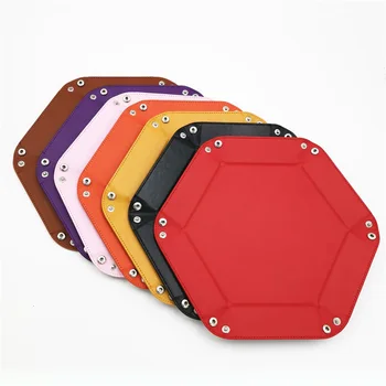 7 Tipuri de Culori de Piele PU Pliere Hexagon Zaruri Tava Portabil Zaruri Cutie Pentru Jocuri de masă Zaruri de Stocare