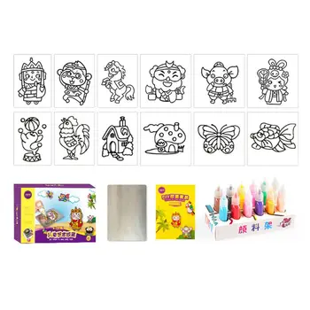 12 Culori Copii DIY Desen Jucării de Desene animate Lipici Pictura Tempera Grădiniță, Învățământ, Artă, Meșteșug