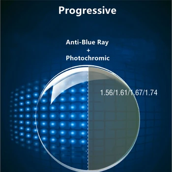 1.56/1.61/1.67/1.74 Progresivă Anti Blue Ray Si Fotocromice Lentile Multifocale Miopie Lentile de Rășină 1 pereche De Lentile Personalizate