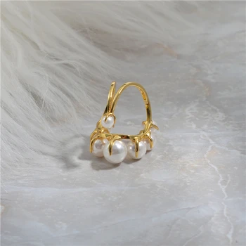 Elegant Multi Pearl Deschidere Inel Pentru Femei Vintage Reglabil Aur Culoare Inel de Metal Boho Bijuterii Bague Anillo O anel
