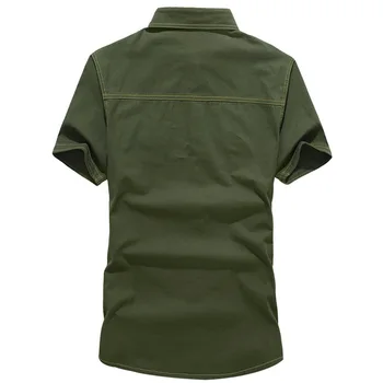 Noi 2019 Plus Dimensiune M-6XL Bumbac broderie bărbați Cămăși pentru bărbați uniforma militară bărbați stil Casual cămăși cu mânecă scurtă