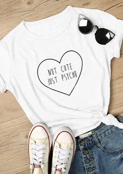 Grafic amuzant Sloganul Teu 90 de Femei de Moda Topuri Camisetas Tumblr Grunge Estetice Tricou Drăguț Nu Doar Psiho Inima T-Shirt