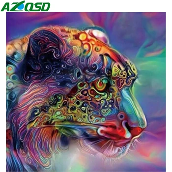 AZQSD Diamant Pictura Leopard 5d Diy Diamant Broderie Colorate de Animale de Decor Acasă Cadou Imagine De Pietre lucru Manual