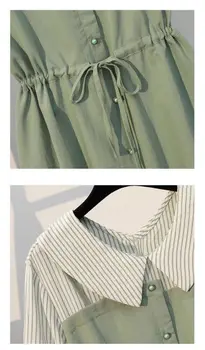 De mari dimensiuni Femei Îmbrăcăminte a-line Rochie de Vară 2021 Femei Stripe Shirt Rochii de Moda Slim Scurt Mânecă Rochie Rochie talie Mare