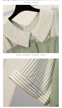 De mari dimensiuni Femei Îmbrăcăminte a-line Rochie de Vară 2021 Femei Stripe Shirt Rochii de Moda Slim Scurt Mânecă Rochie Rochie talie Mare