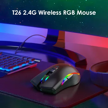 Wireless Gaming Mouse Optic, mouse-uri de Calculator T26 2.4 GHz USB de Tip C Reîncărcabilă uz Casnic Accesorii de Calculator