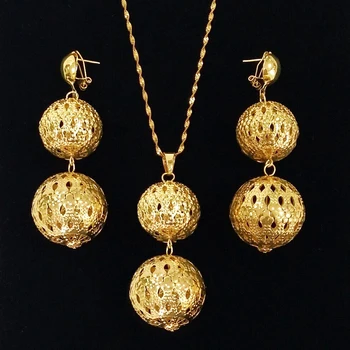 2 bile în Formă de Cercei pentru femei și colier de Sârmă de Cupru de Culoare de aur Geometrice seturi de bijuterii africane