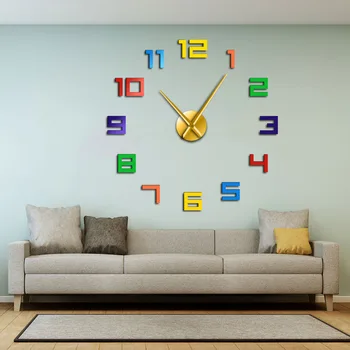 Numere colorate Ceas de Perete Culorile Curcubeului DIY Gigant Ceas de Perete Multicolor Arylic DIY Ceas de Perete cu Numere Mari Home Decor Ceas